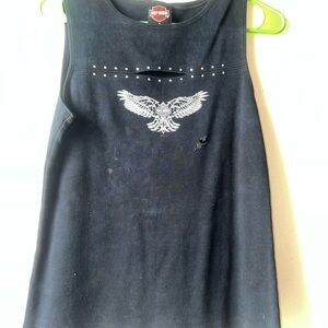 Harley-Davidson Black Tank Top with Silver Eagle and Studs
